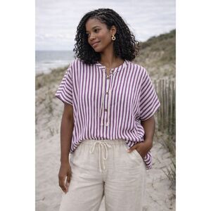 Emerson Fry India Collection Purple Striped Top One Size